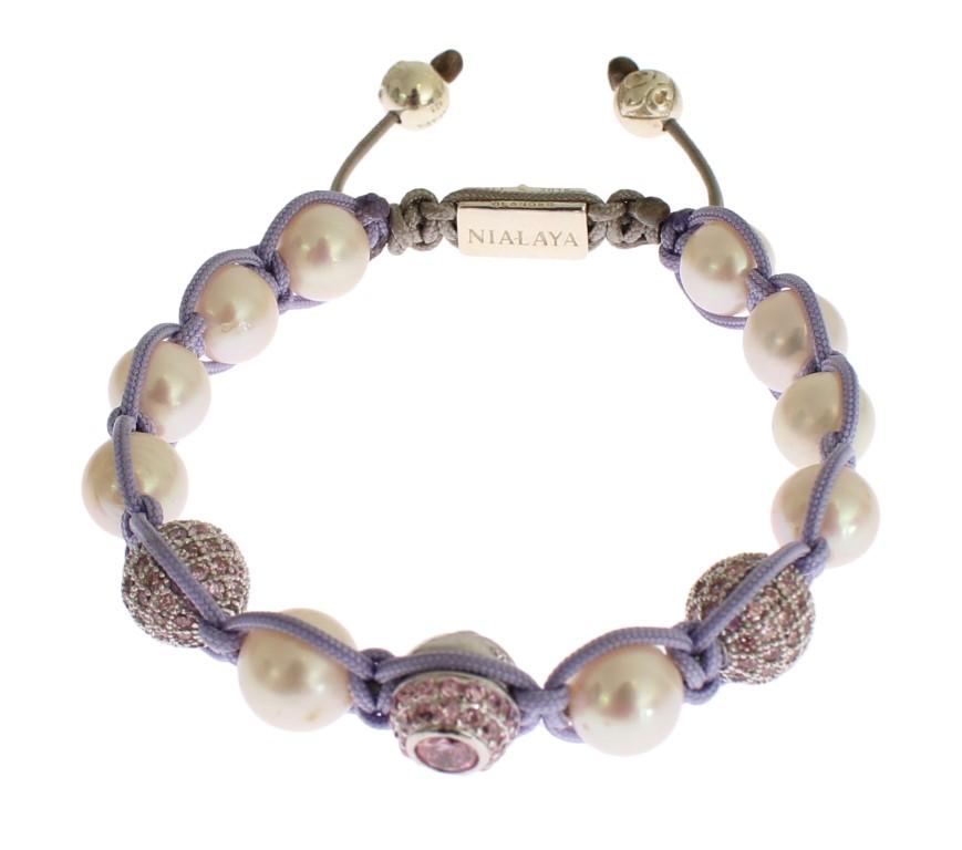 Purple CZ Pearl 925 Silver Bracelet