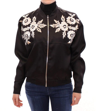 Black silk floral decorated jacket