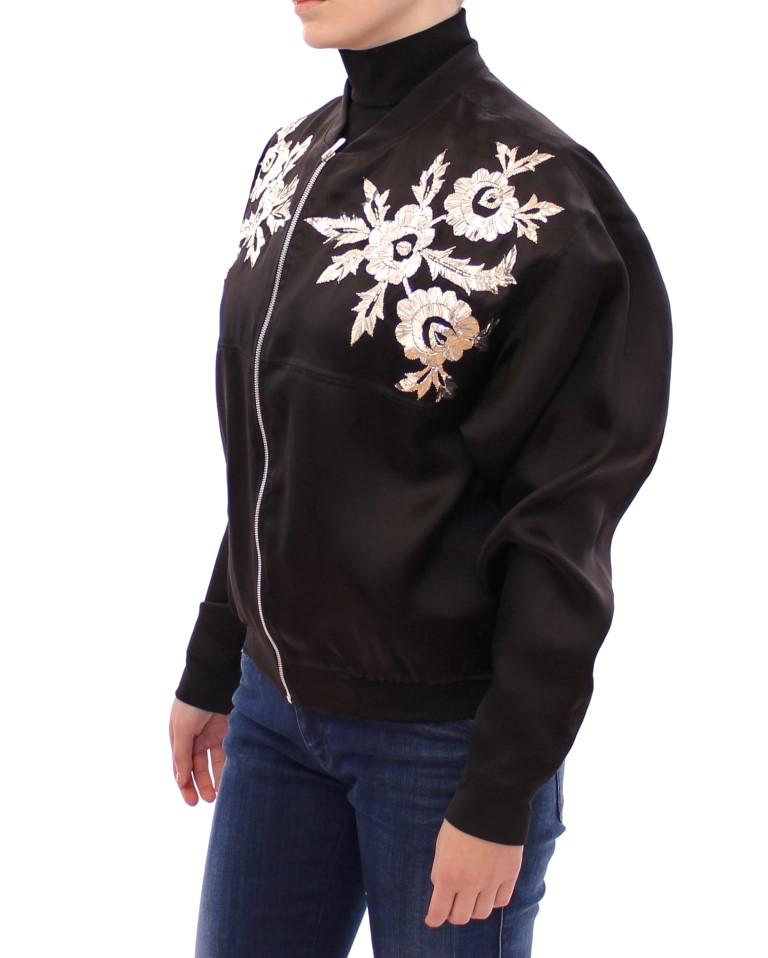 Black silk floral decorated jacket
