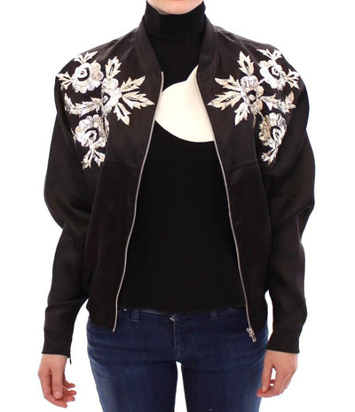 Black silk floral decorated jacket