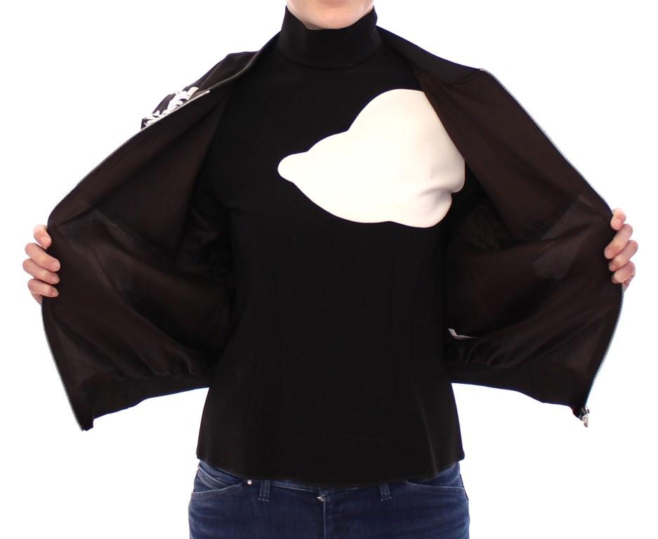 Black silk floral decorated jacket