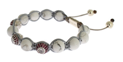 Red CZ Howlite Sterling 925 Silver Bracelet