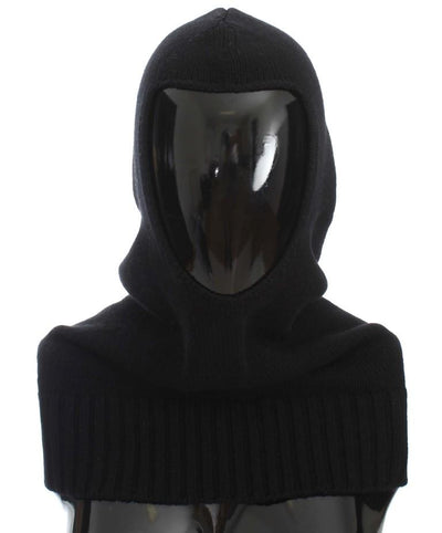 Black Cashmere Knitted Hood Scarf Hat