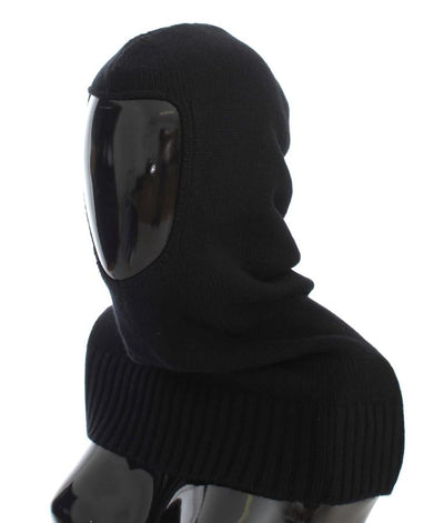 Black Cashmere Knitted Hood Scarf Hat