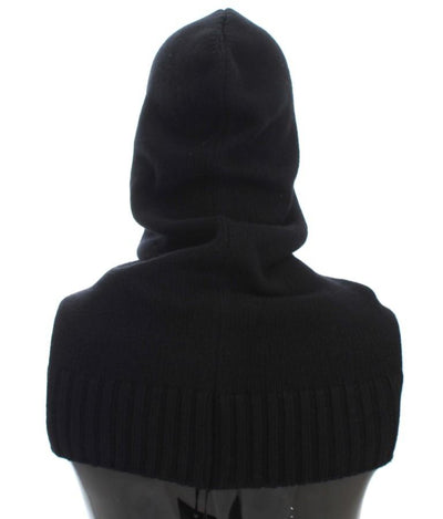 Black Cashmere Knitted Hood Scarf Hat