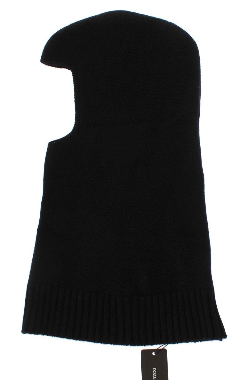 Black Cashmere Knitted Hood Scarf Hat