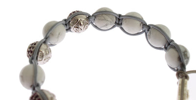 Red CZ Howlite Sterling 925 Silver Bracelet