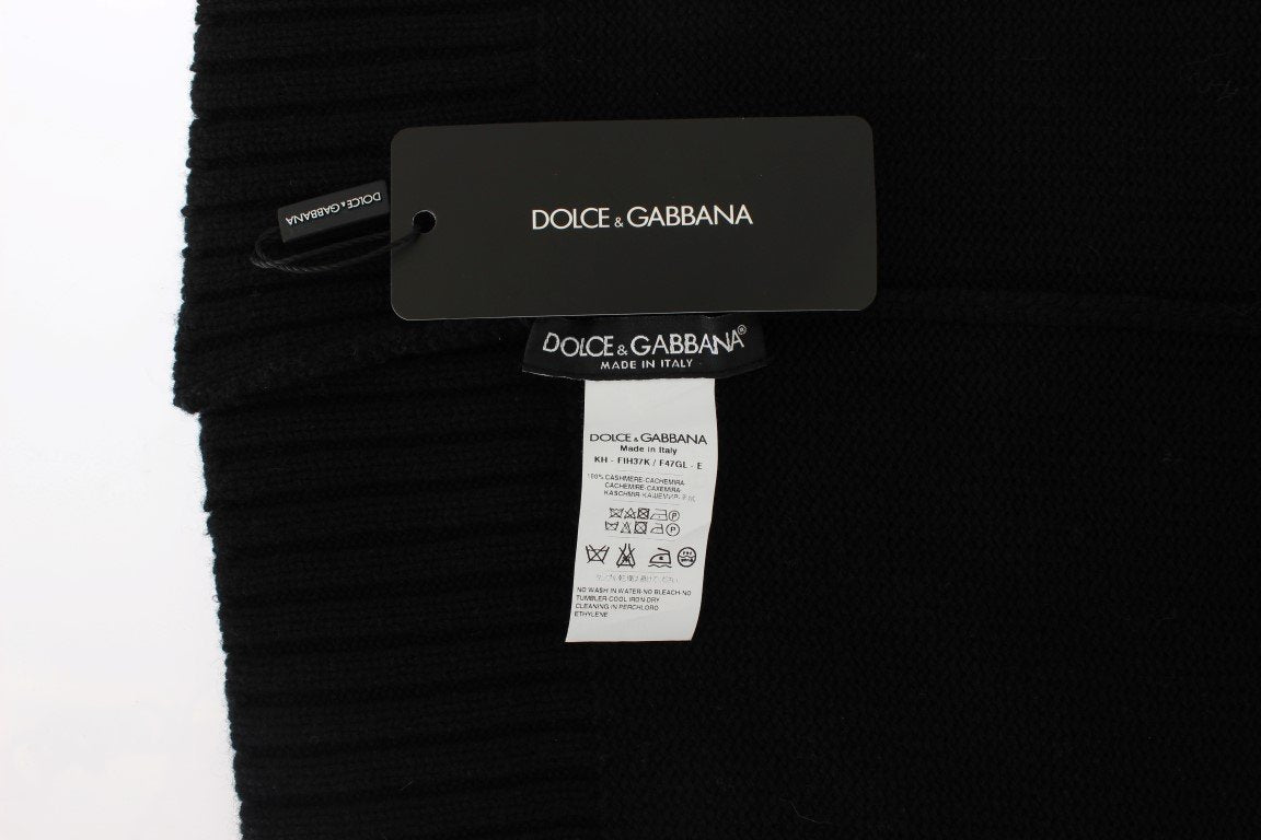 Black Cashmere Knitted Hood Scarf Hat