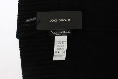 Black Cashmere Knitted Hood Scarf Hat