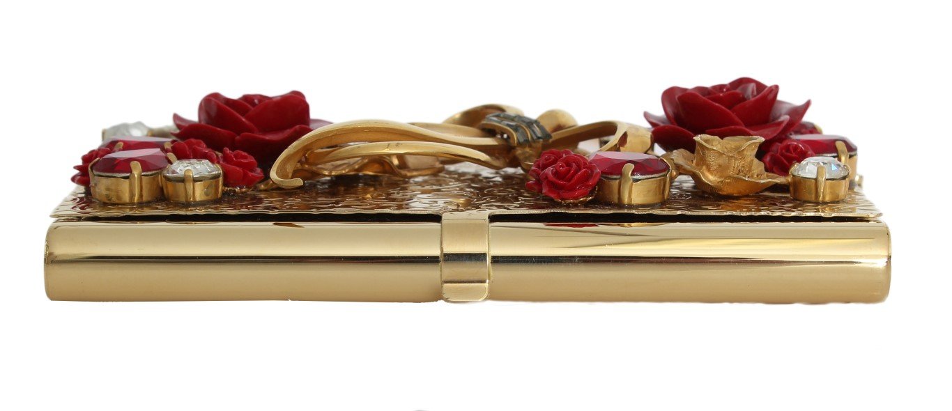 Gold Roses Crystal Clutch Bag