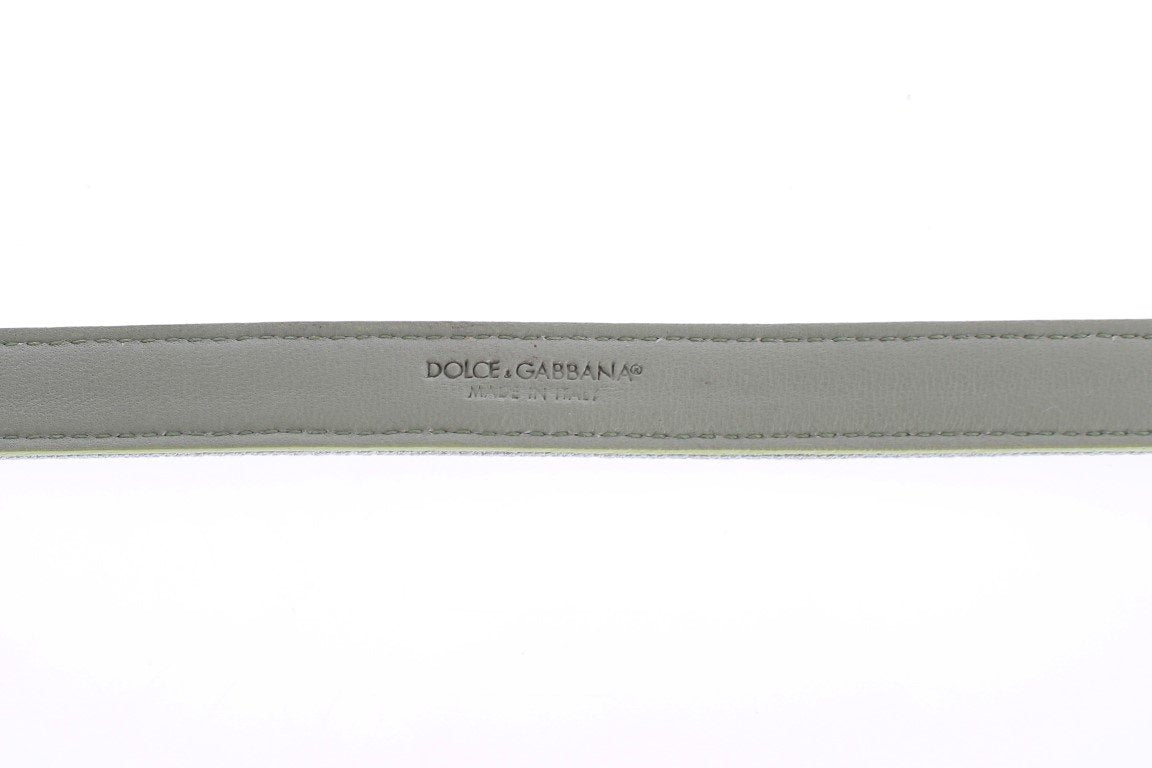 Green Cotton Silver Buckle Logo Waist Belt