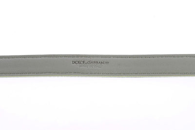 Green Cotton Silver Buckle Logo Waist Belt