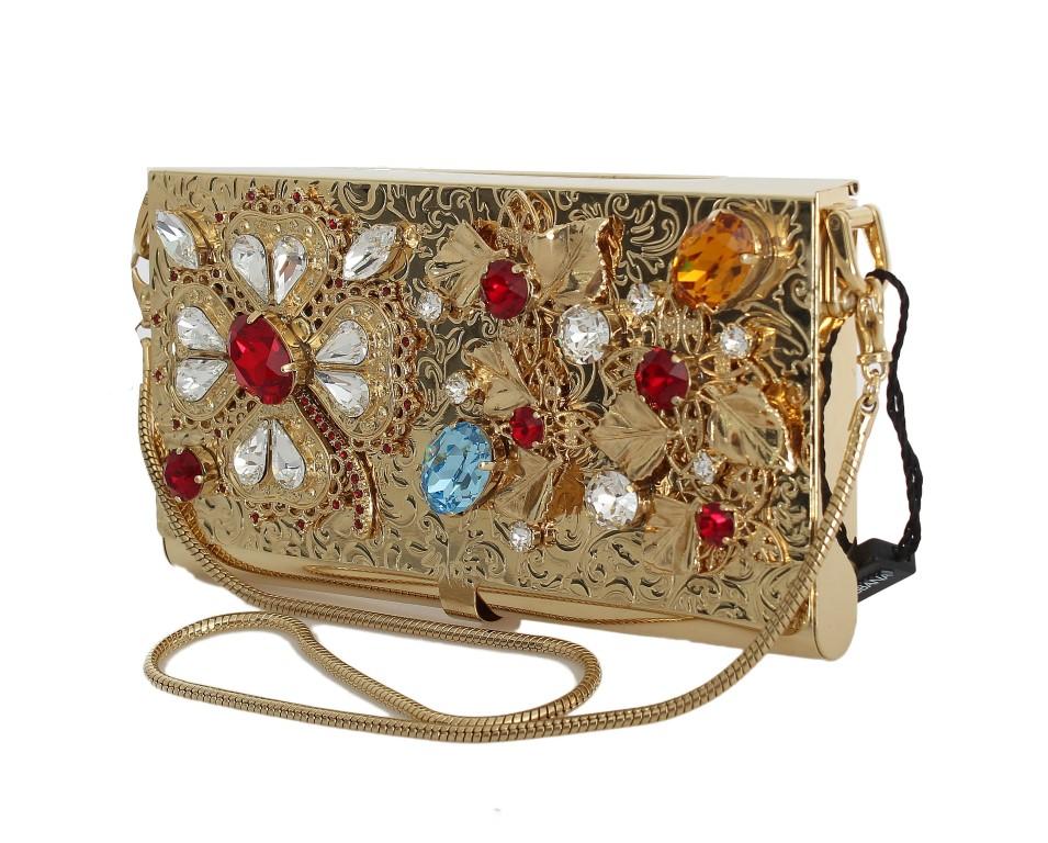 Gold Brass Crystal Clutch Bag
