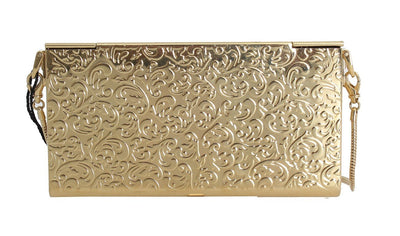 Gold Brass Crystal Clutch Bag