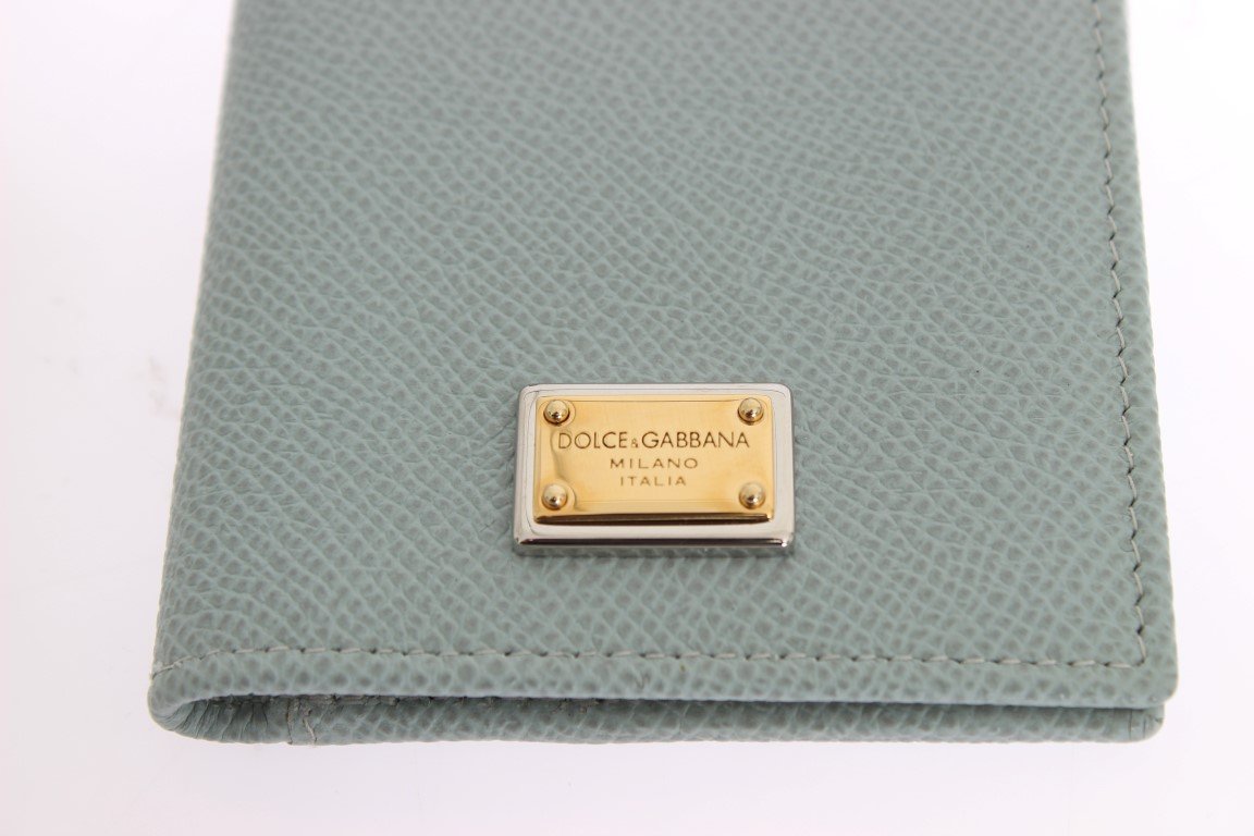 Blue Dauphine Leather Bifold Wallet