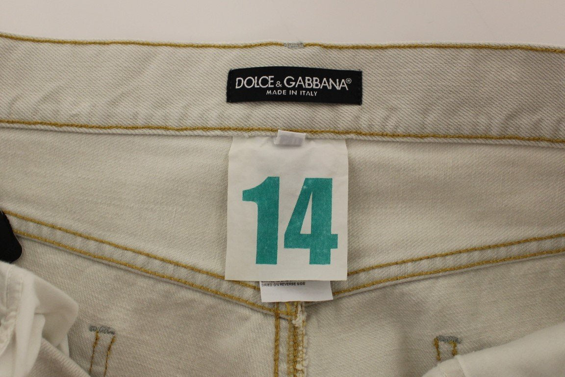 White Stonewash 14 Green Denim Jeans