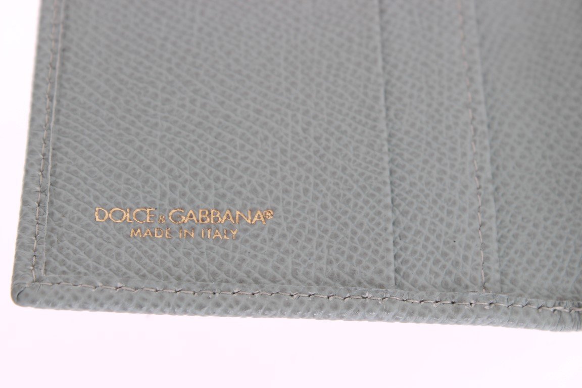 Blue Dauphine Leather Bifold Wallet