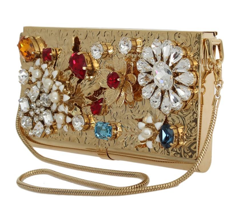Gold Brass Crystal Clutch Bag