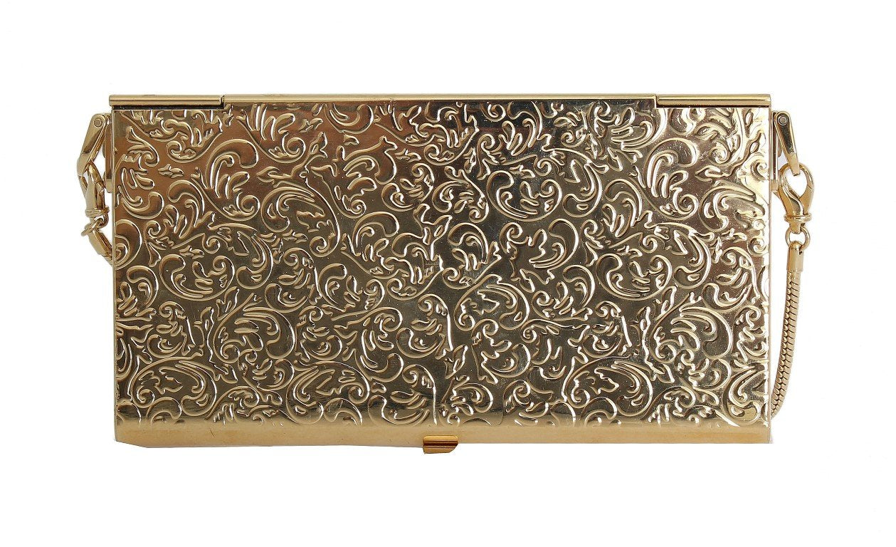 Gold Brass Crystal Clutch Bag