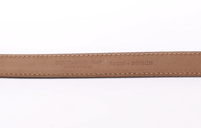 Gold Leather Gold Buckle Logo Waist Belt