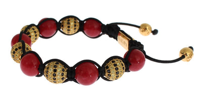 CZ Red Coral Gold 925 Silver Bracelet