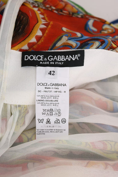 Multicolor Silk Carretto Print Long Maxi Dress