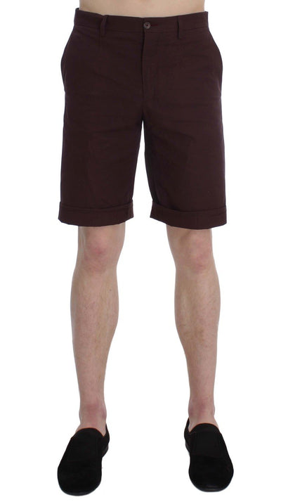 Bordeaux Cotton Above Knees Casual Shorts