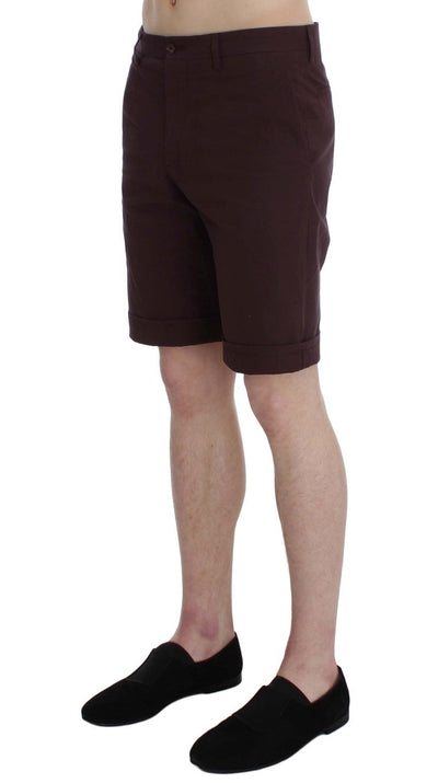 Bordeaux Cotton Above Knees Casual Shorts