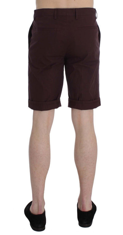 Bordeaux Cotton Above Knees Casual Shorts