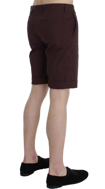 Bordeaux Cotton Above Knees Casual Shorts