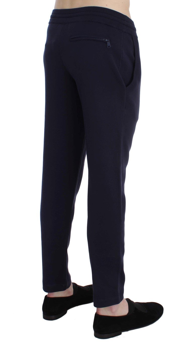 Blue Silk Mens Casual Training Sport Pants