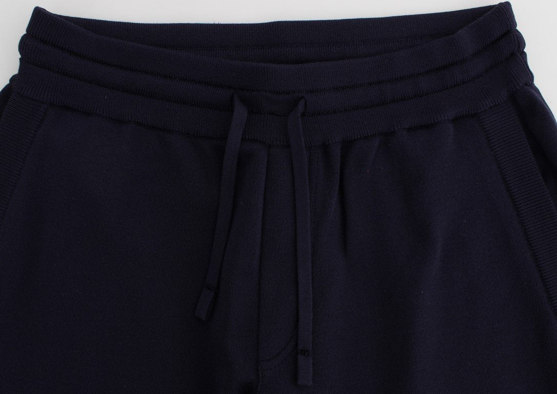 Blue Silk Mens Casual Training Sport Pants