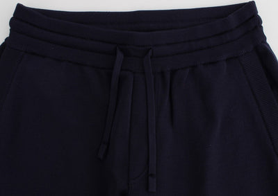Blue Silk Mens Casual Training Sport Pants