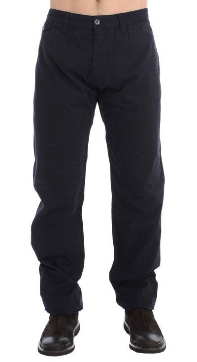 Blue Cotton Stretch Regular Chinos Pants