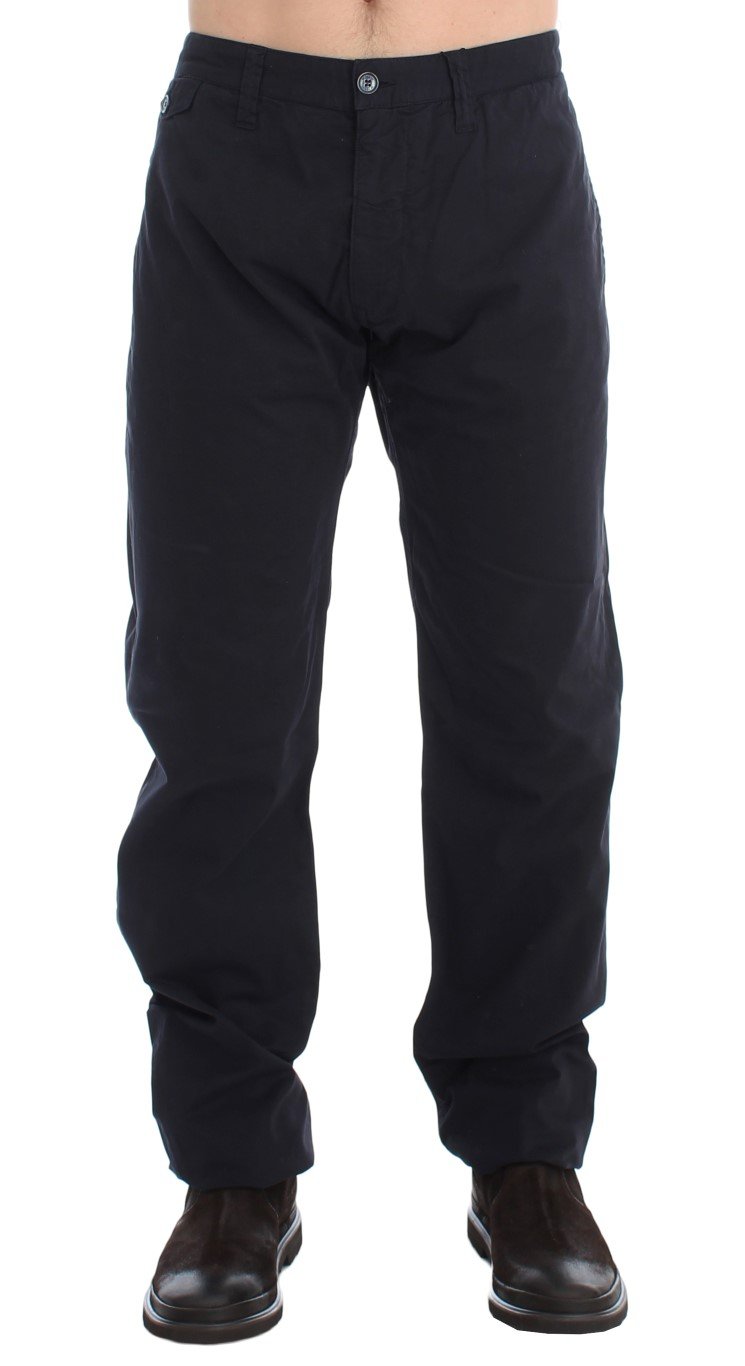 Blue Cotton Stretch Regular Chinos Pants