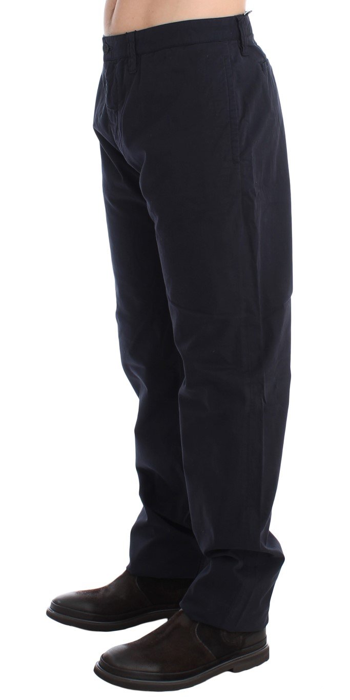 Blue Cotton Stretch Regular Chinos Pants