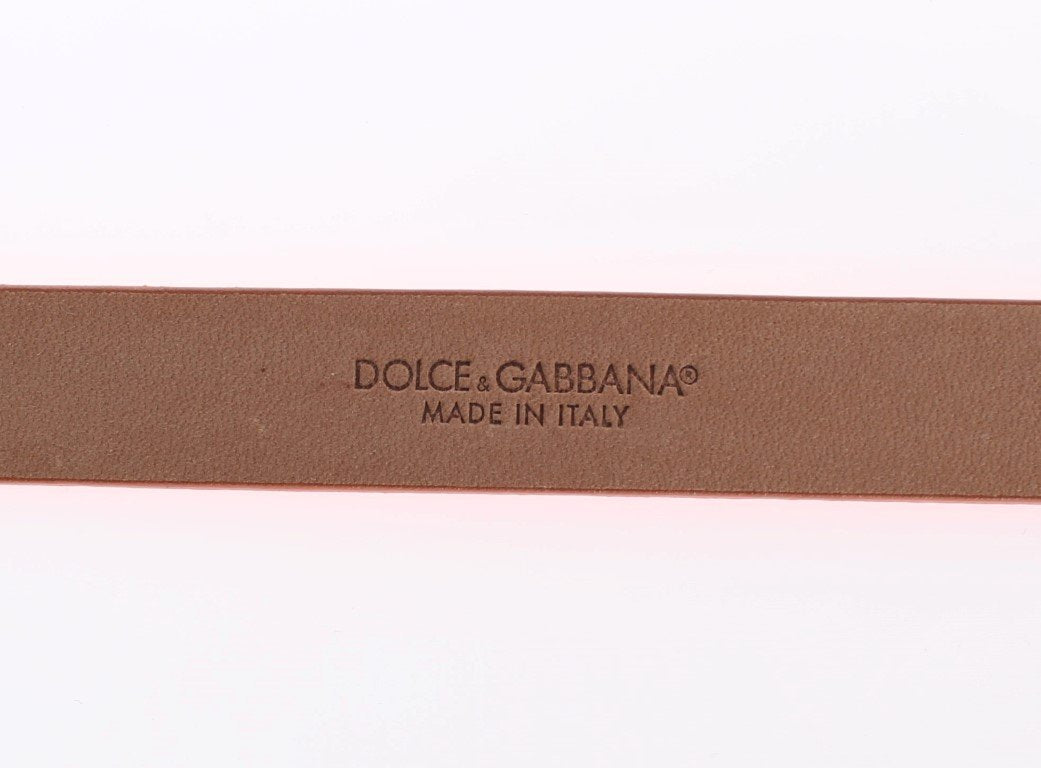 Orange Snakeskin Gold Buckle Logo Waist Belt