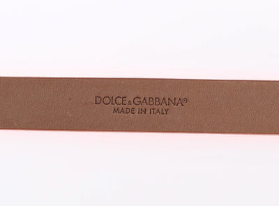 Orange Snakeskin Gold Buckle Logo Waist Belt