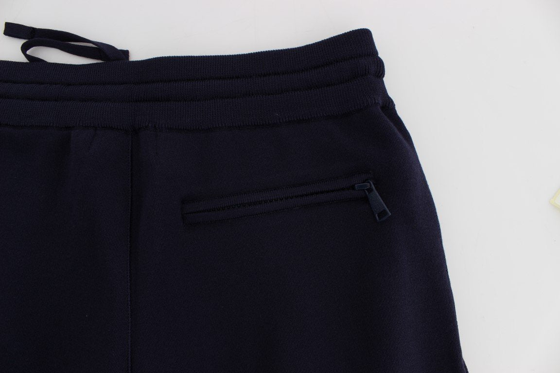 Blue Silk Mens Casual Training Sport Pants