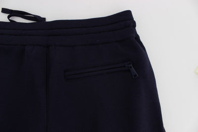 Blue Silk Mens Casual Training Sport Pants