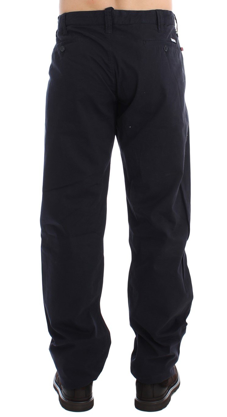 Blue Cotton Stretch Regular Chinos Pants