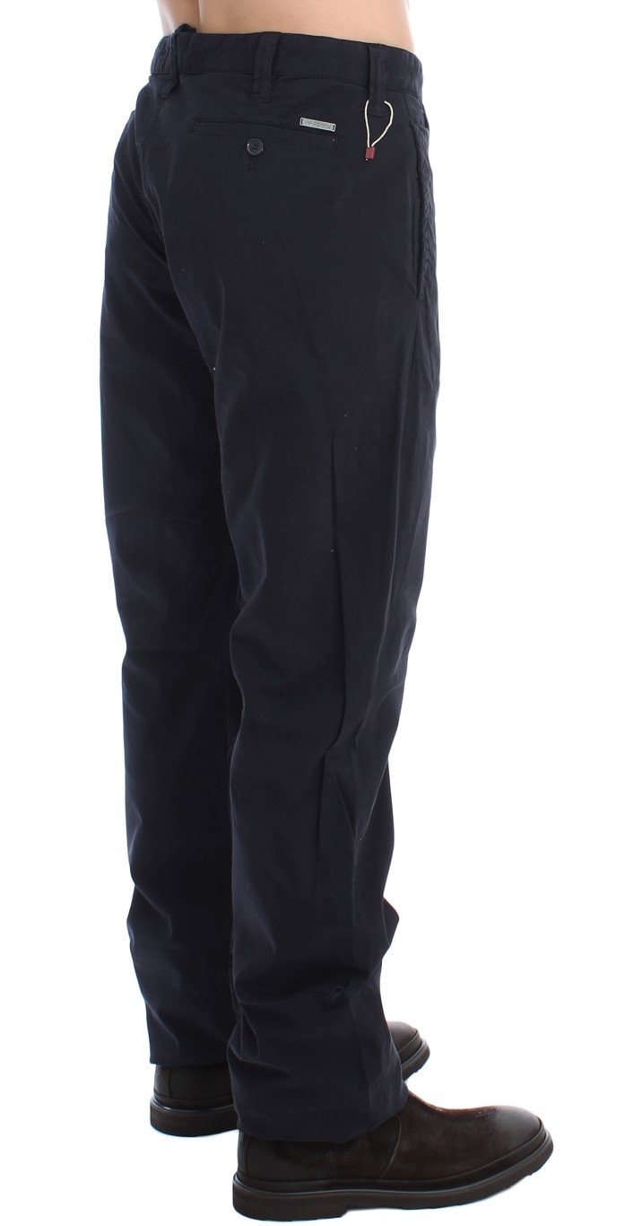 Blue Cotton Stretch Regular Chinos Pants