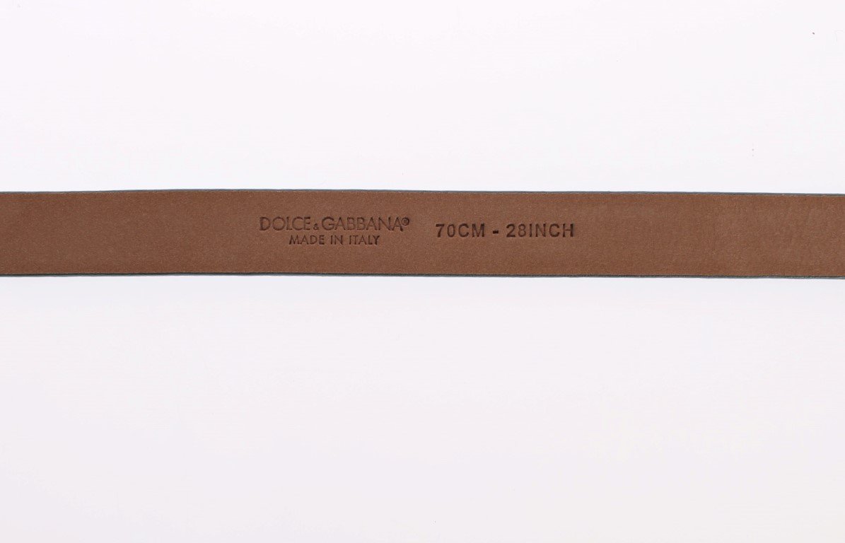 Blue Snakeskin Silver Buckle Logo Waist Belt