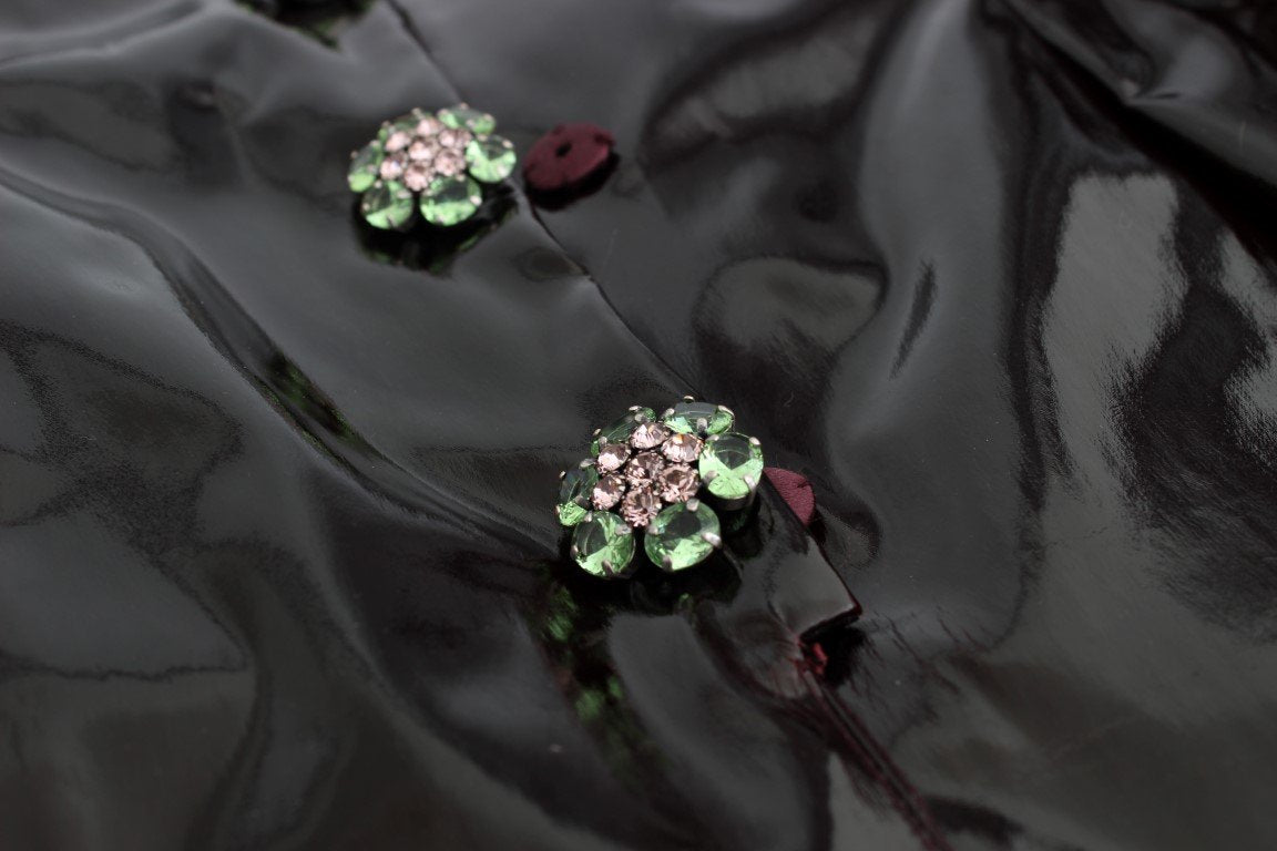 Black patent floral HANDPAINTED dress