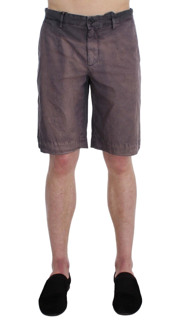 Gray Faded Cotton Above Knees Casual Shorts