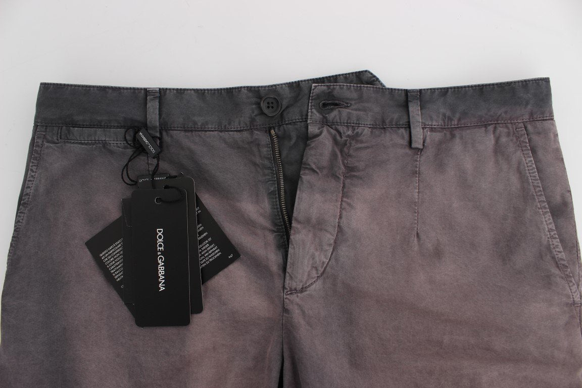 Gray Faded Cotton Above Knees Casual Shorts