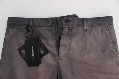 Gray Faded Cotton Above Knees Casual Shorts