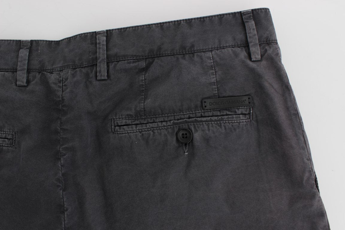 Gray Faded Cotton Above Knees Casual Shorts