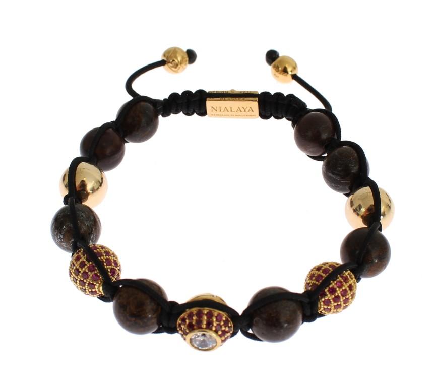CZ Bronzite 18K Gold 925 Silver Bracelet