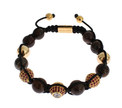 CZ Bronzite 18K Gold 925 Silver Bracelet
